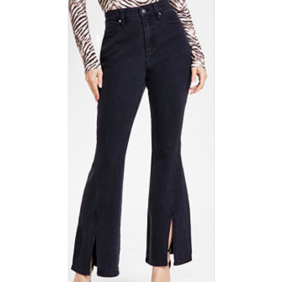 bar III Denim - Women's bar III Black Flare & Wide Leg Jeans with Slits Size 12